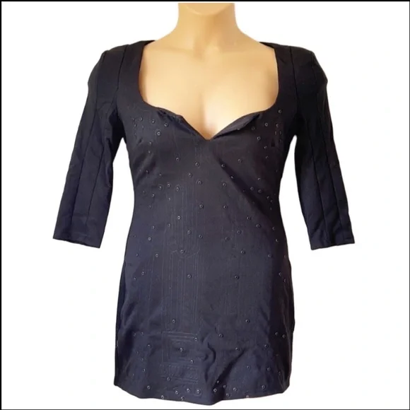 NWT LUCY PARIS ART DECO EMBROIDERED & RIVET DETAIL MINI DRESS L - Picture 6 of 10